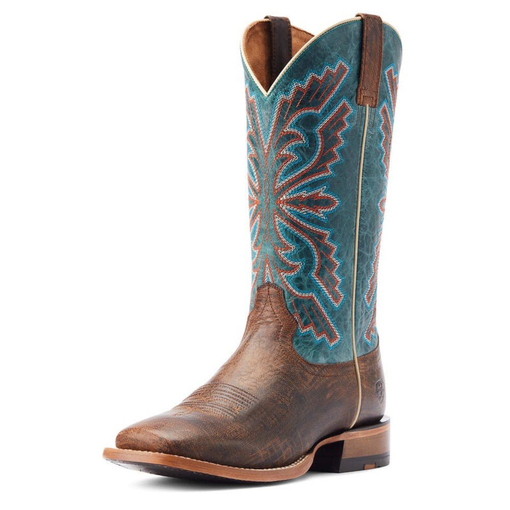 Ariat Sting Brown and Teal Western Cowboy Boots Men’s 8 EE (Double Wide) - Picture 10 of 10